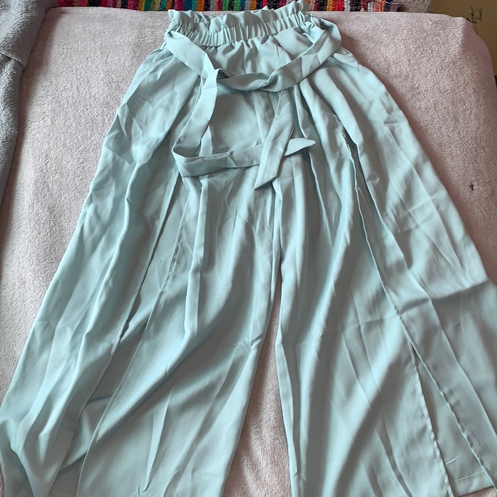 SHEIN Open Leg Paper Bag Pants